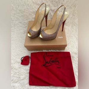 CHRISTIAN LOUBOUTIN - ‘LADY’ Peep-Toe Sling 150 in GLITTER!